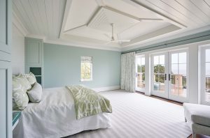 Bedroom with custom ceiling moulding