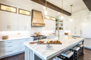 Modern white cabinets and counters kitchen